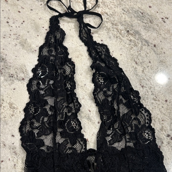 EVELUST Black Lace Halter lingerie piece Small intimate open back - Picture 4 of 7